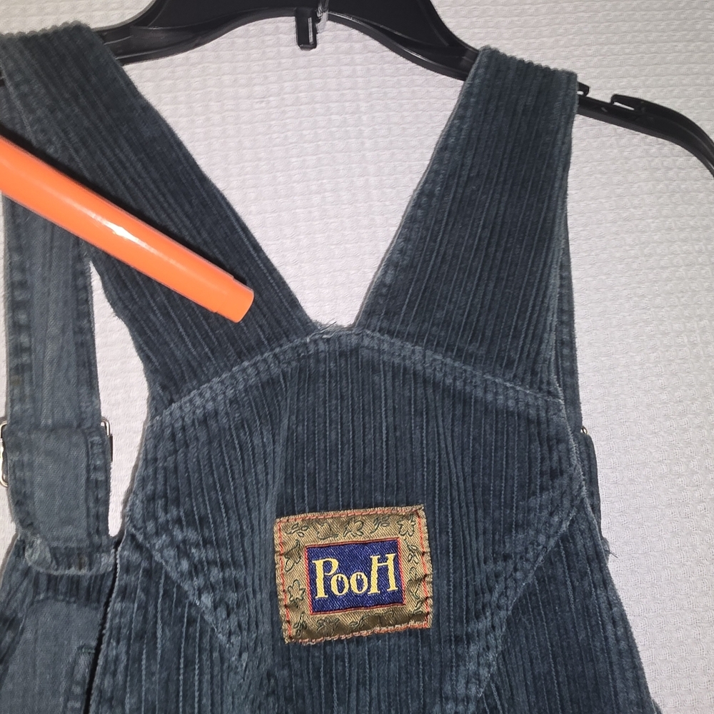 Disney Corduroy Winnie the Pooh Green Overalls with Red Accent - Picture 6 of 16